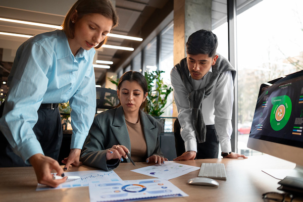 trabajadores analizando estrategias de innovacion